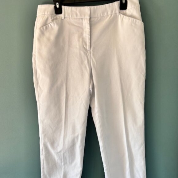 Chico's So Slimming Stretch Crop Sz 1 Optic White Pants High Rise Staple Casual - Picture 1 of 7